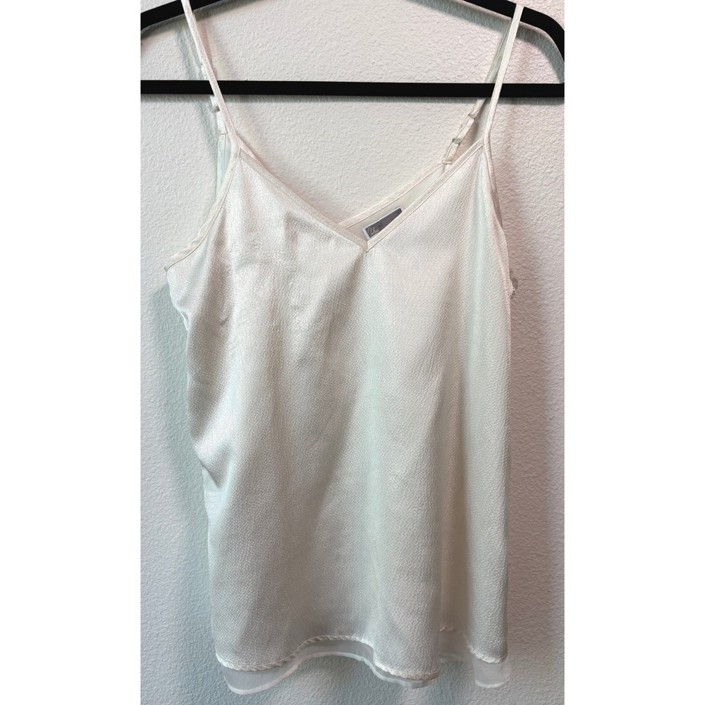 Chelsea28 Ivory Satin V-Neck Camisole Top Adjustable Straps XS HL307029MI